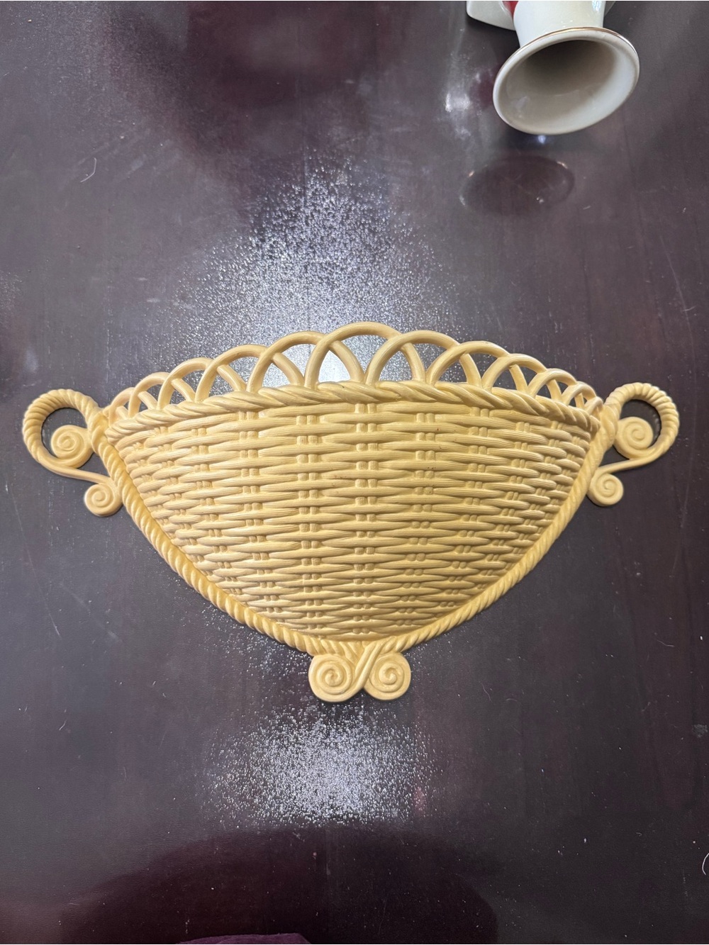 VTG 70s Burwood #487 Plastic Wicker Basket Wall Pocket MCM Cottagecore